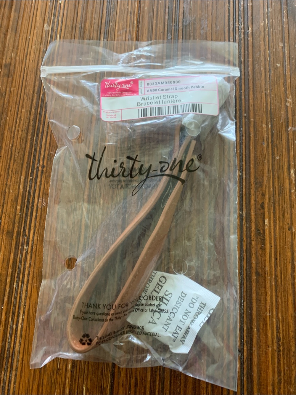 Thirty-one caramel tan wristlet strap